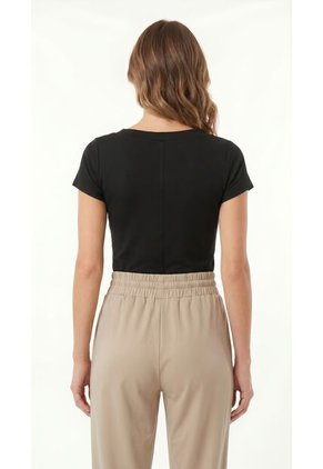 Camiseta Negra Jaspeada Para Mujer