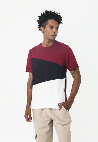 Camiseta Roja En Bloques De Color Para Hombre Belife Belife