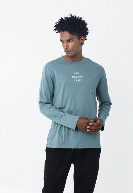 Camiseta Manga Larga Verde Con Estampado Frontal Para Hombre Belife