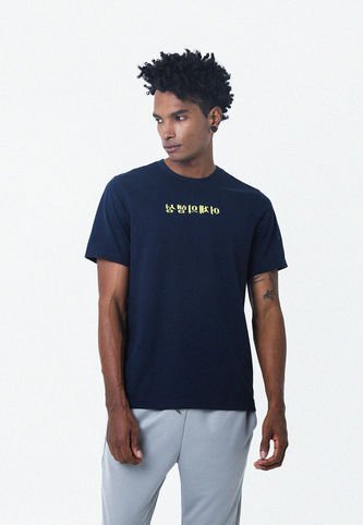 Camiseta Azul Con Estampado Frontal Y En Posterior Para Hombre Belife Belife