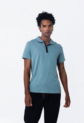 Camiseta Tipo Polo Verde Con Cuello Tejido Para Hombre Belife