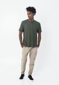 Camiseta Verde Con Cuello Redondo Henley Para Hombre Belife- de Belife