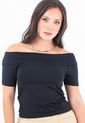 Blusa Para Mujer Negro Cuello Bandeja Amplio Para Mujer Belife de Belife
