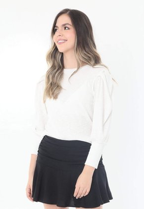 Camiseta Ivory Con Volumen En Manga Larga Para Mujer Belife-