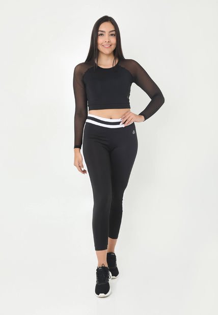 Leggings Deportivo Negro Con Bloques Para Mujer Belife