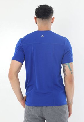Camiseta Deportiva Azul Con Detalle Reflectivo En Manga Para Hombre Belife.-