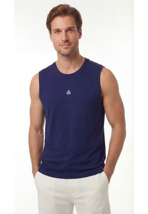 Camiseta Deportiva Manga Sisa Azul Para Hombre