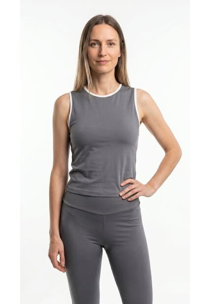 Camiseta Deportiva Gris Manga Sisa Para Mujer