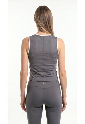 Camiseta Deportiva Gris Manga Sisa Para Mujer