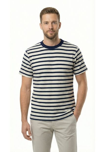 Camiseta Manga Corta Con Rayas Para Hombre