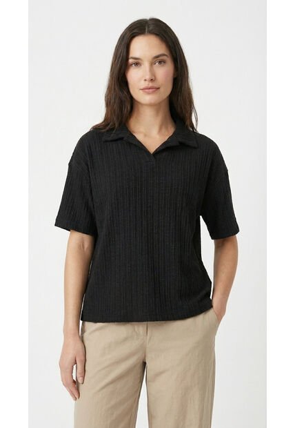 Polo Negra Manga Corta Para Mujer