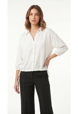Blusa Blanca Manga Larga Ajustable Para Mujer Belife