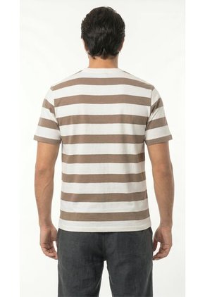 Camiseta Ivory A Rayas Café Manga Corta Para Hombre