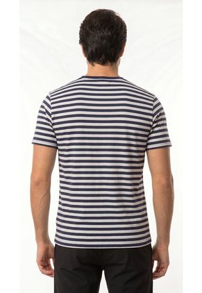 Camiseta Blanca Con Líneas Azules Para Hombre