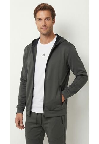 Chaqueta Deportiva Gris Con Capucha Para Hombre Belife