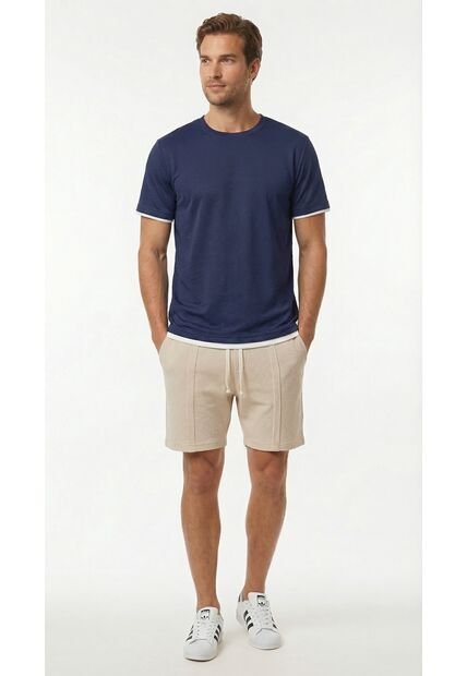 Camiseta Manga Corta Azul Para Hombre