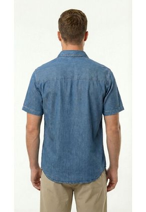 Camisa Denim Manga Corta Para Hombre