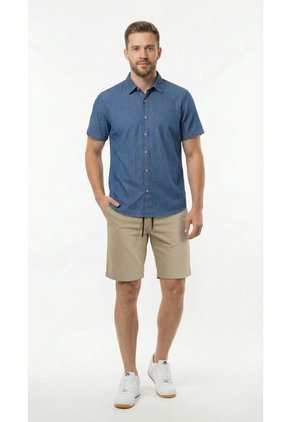 Camisa Denim Manga Corta Para Hombre