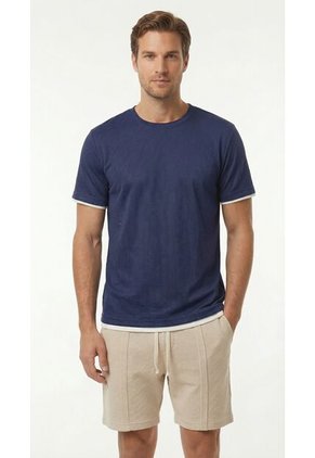 Camiseta Manga Corta Azul Para Hombre