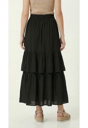 Falda Larga Negra Con Cinturón Para Mujer