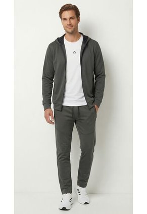 Chaqueta Deportiva Gris Con Capucha Para Hombre