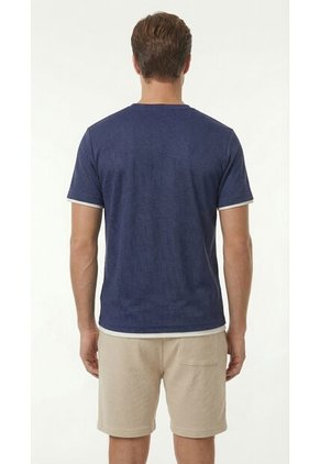 Camiseta Manga Corta Azul Para Hombre