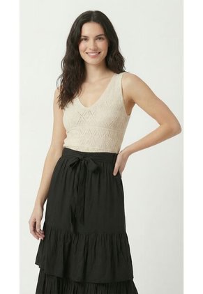 Blusa Tejida Crudo Manga Sisa Croche Mujer