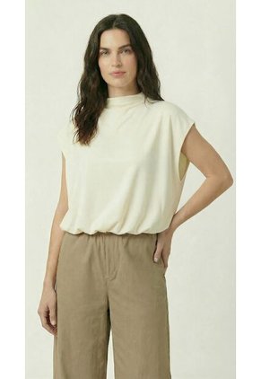 Blusa Manga Sisa Ivory Cuello Alto Mujer