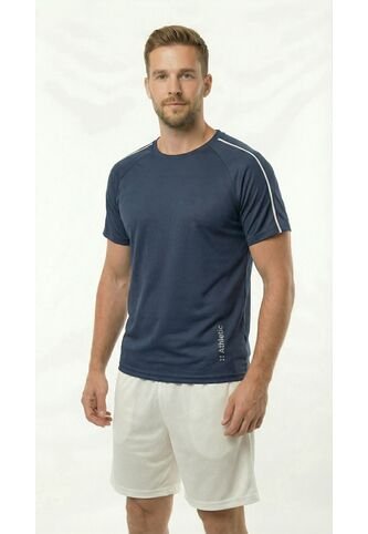 Camiseta Deportiva Azul Manga Ranglán Para Hombre Belife