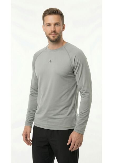 Camiseta Deportiva Manga Larga Gris Para Hombre