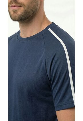 Camiseta Deportiva Azul Manga Ranglán Para Hombre