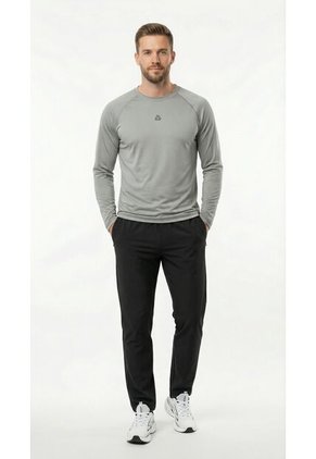 Camiseta Deportiva Manga Larga Gris Para Hombre