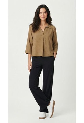 Blusa Manga 3/4 Café Para Mujer