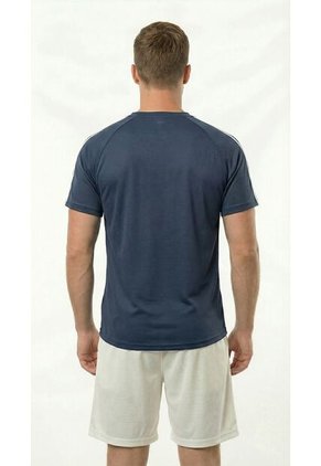 Camiseta Deportiva Azul Manga Ranglán Para Hombre