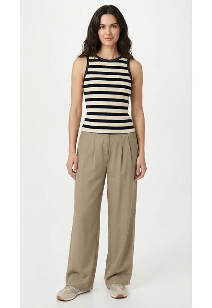 Camiseta Manga Sisa Con Rayas Para Mujer