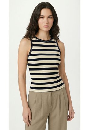 Camiseta Manga Sisa Con Rayas Para Mujer