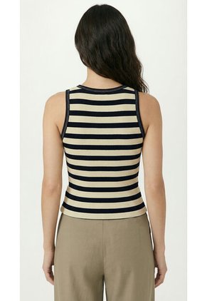 Camiseta Manga Sisa Con Rayas Para Mujer