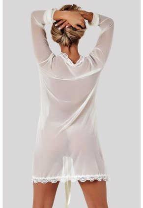 Kimono Manga Larga Lencería Sensual - Bésame-Blanco