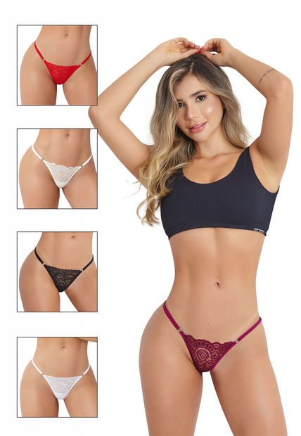Tanga Brasilera En Panty Encaje Pack X 5. - Multicolor