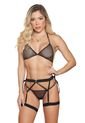 Conjunto En Tul Y Herrajes Top, Panty, Liguero Y Ligas Bésame de Besame