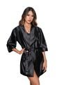 Kimono En Satín Para Dama - Bésame-Negro de Besame