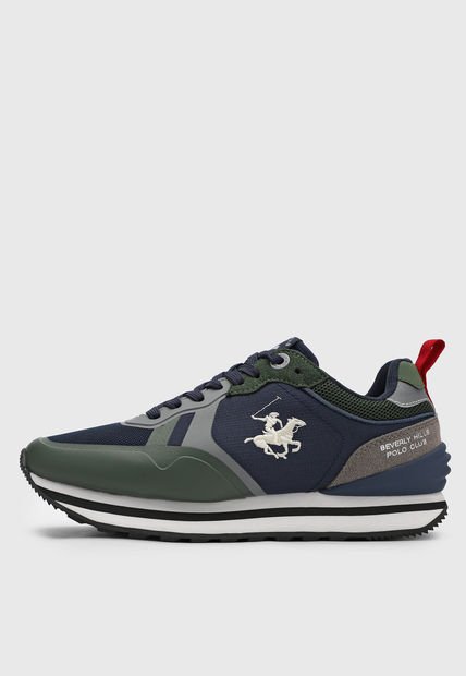 Tenis Lifestyle Azul Navy-Verde Oliva-Gris Beverly Hills Polo Club Rush