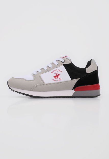 Tenis Lifestyle Gris-Blanco-Negro-Rojo Beverly Hills Polo Club Aces
