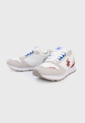Tenis Lifestyle Beige-Blanco-Rojo Beverly Hills Polo Club Patch