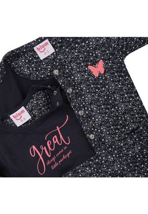 SET 3 PIEZAS CHAQUETA CON CAMISETA ESTAMPADA MANGA CORTA Y PANTALON NIÑA BIUM0907