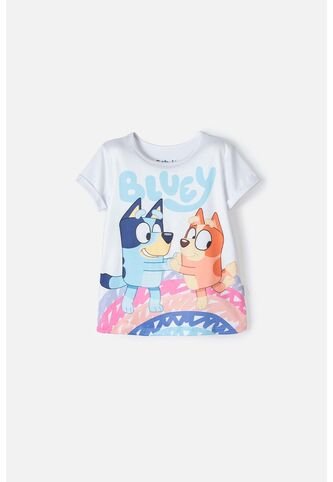 Camiseta De Bluey Blanca Manga Corta Para Niña 2T A 5T 5T BLUEY