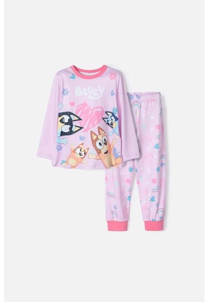 Pijama De Bluey Pantalón Largo Rosado Para Niña 2T A 6T 4T