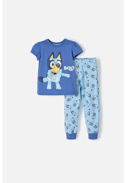 Pijama De Bluey Multicolor Manga Corta Para Niña 2T A 6T 4T
