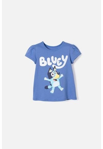 Camiseta De Bluey Manga Corta Azul Para Niña 2T A 6T 3T BLUEY