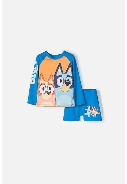 Conjunto De Baño De Bluey Azul Y Naranja Manga Larga Para Niño 2T A 6T 3T